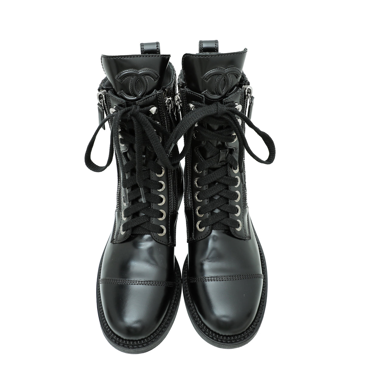 Chanel Black CC Cap Toe Quilted Ankle Boot 36.5