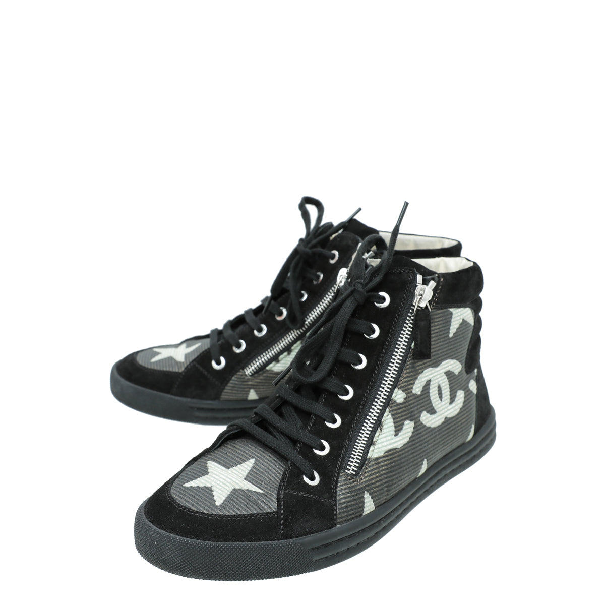 Chanel Black CC Star Print Ankle Boot 40