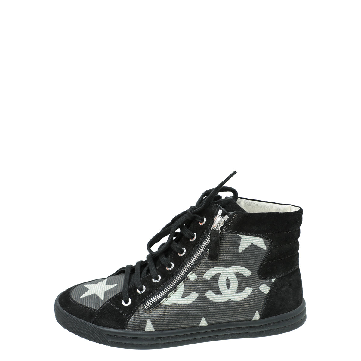 Chanel Black CC Star Print Ankle Boot 40