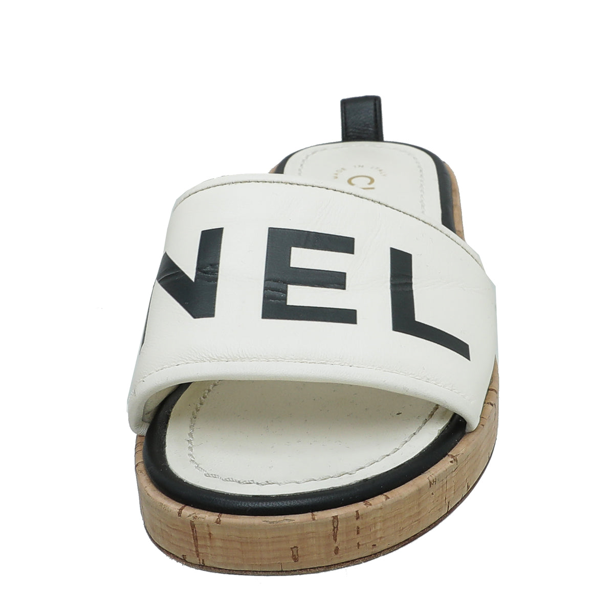 Chanel White Chanel Logo Mules Sandals 37