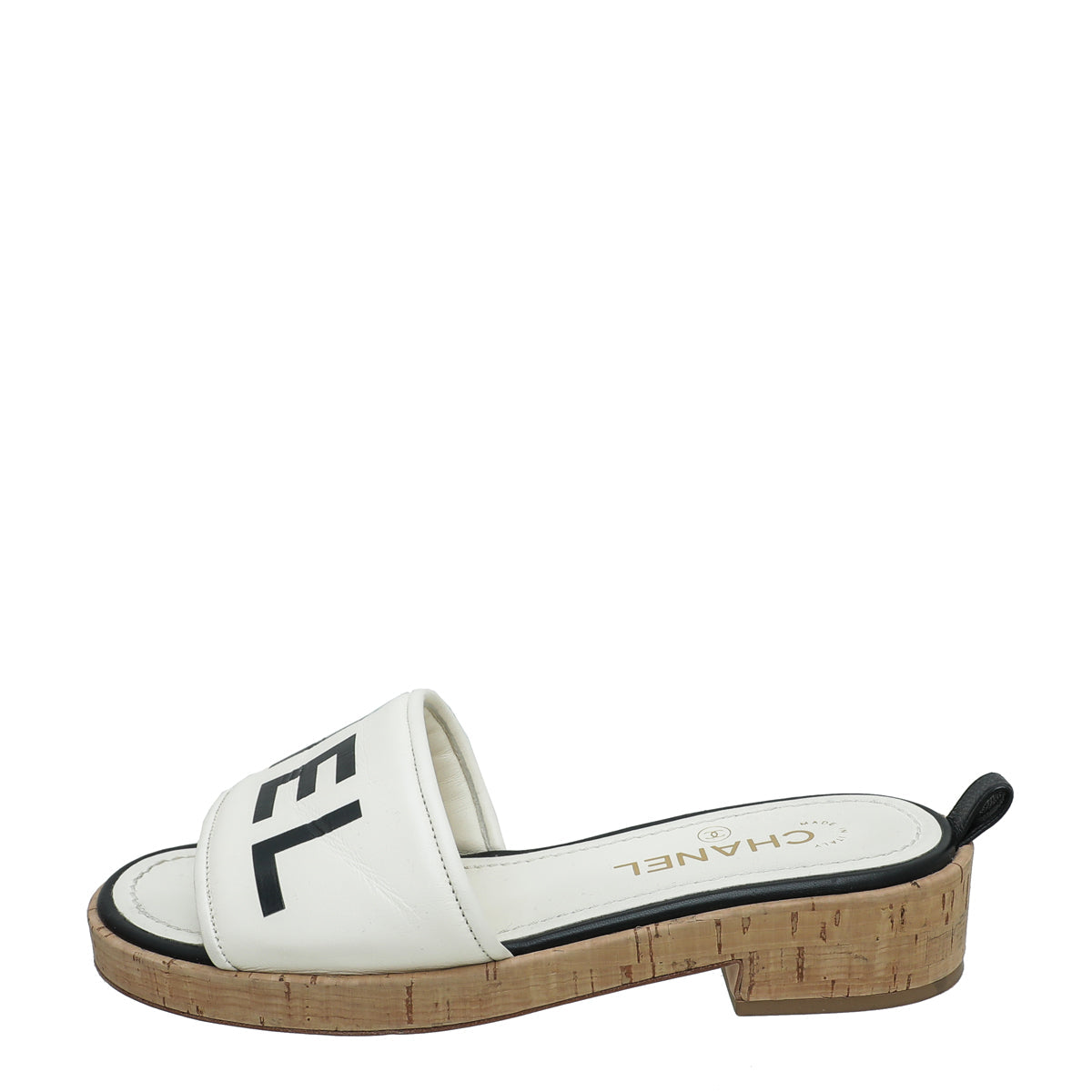 Chanel White Chanel Logo Mules Sandals 37