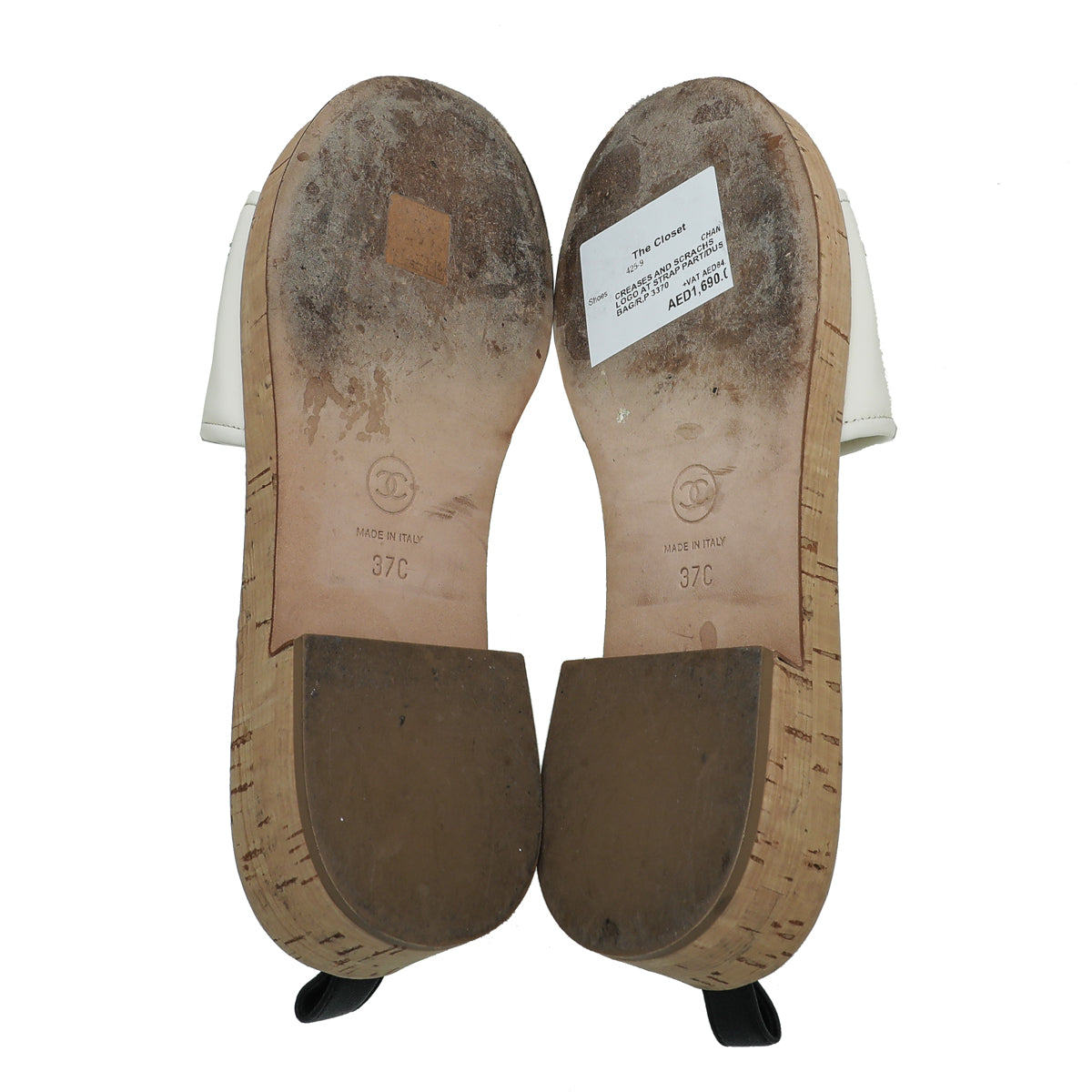 Chanel White Chanel Logo Mules Sandals 37