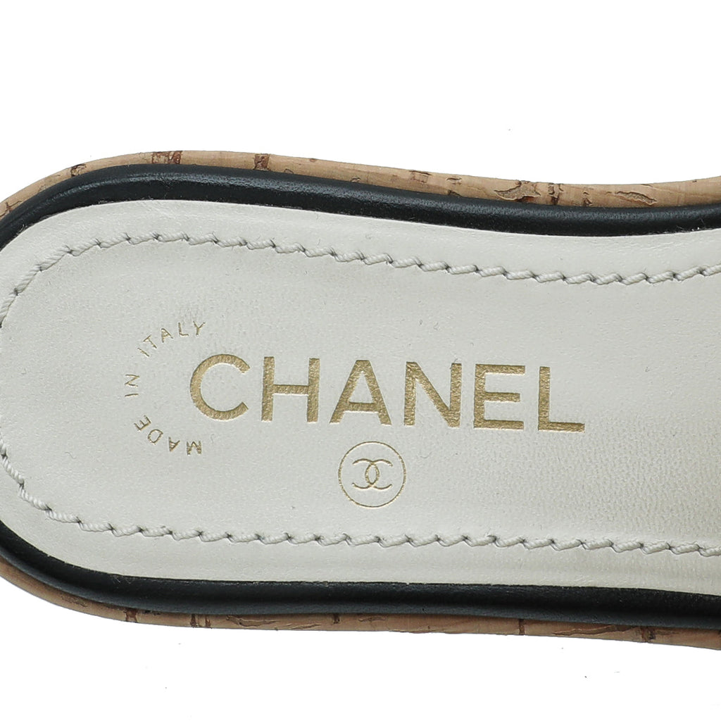 Chanel White Chanel Logo Mules Sandals 37