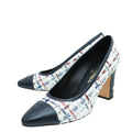 Chanel Navy White CC Cap Toe Tweed Pump 38