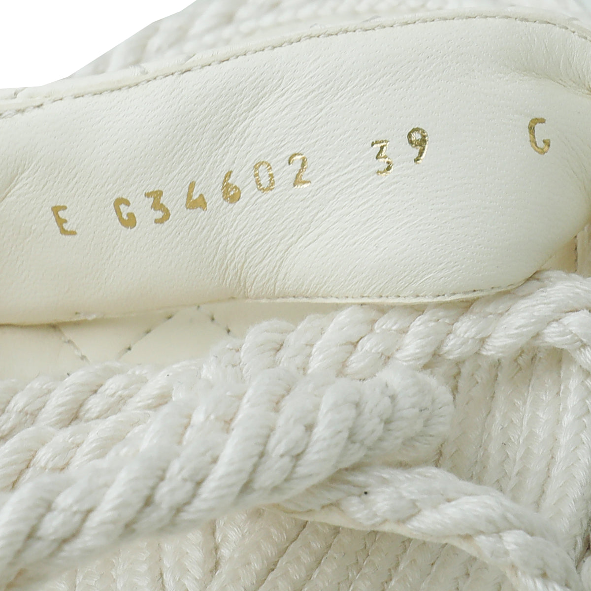 Chanel White Logo Cord Quilted Slide Sandal 39