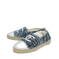 Chanel Silver Blue CC Cap Toe Tweed Espadrille 40