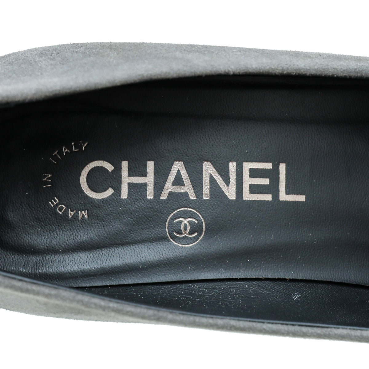 Chanel Gray Suede CC Cap Toe Pump 36.5