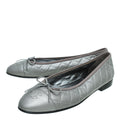 Chanel Metallic Grey CC Cap Toe Bow Ballerina