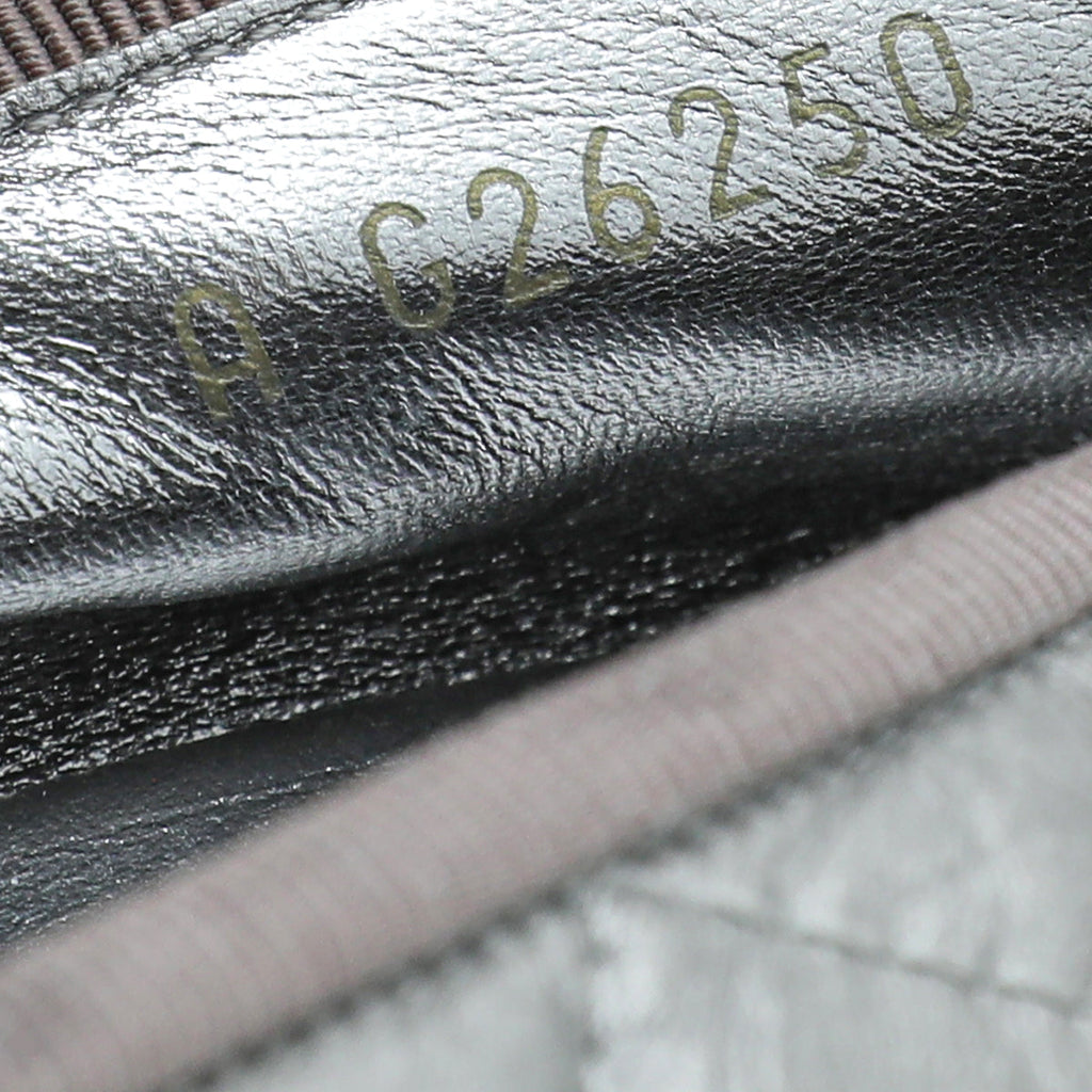 Chanel Metallic Grey CC Cap Toe Bow Ballerina
