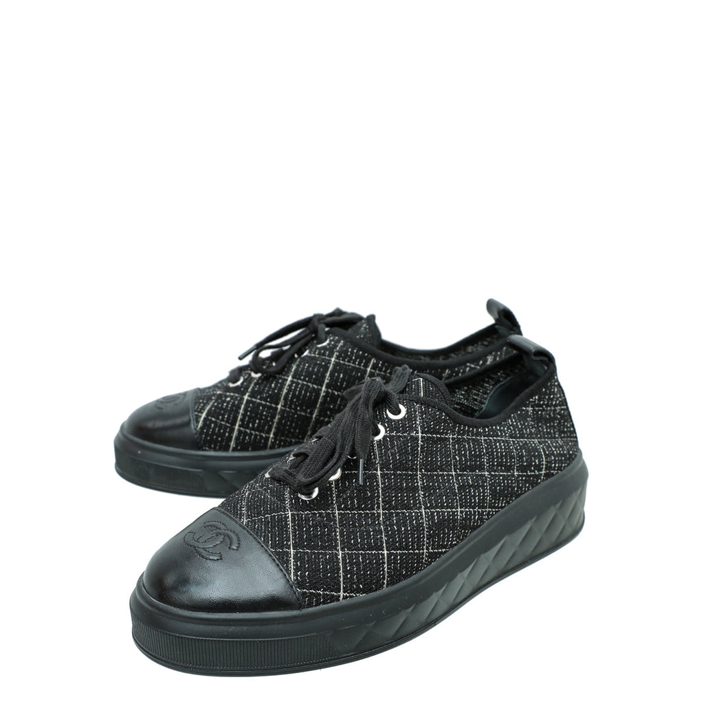 Chanel Black CC Cap Toe Sneaker 39