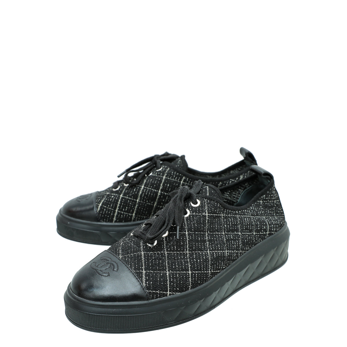Chanel Black CC Cap Toe Sneaker 39