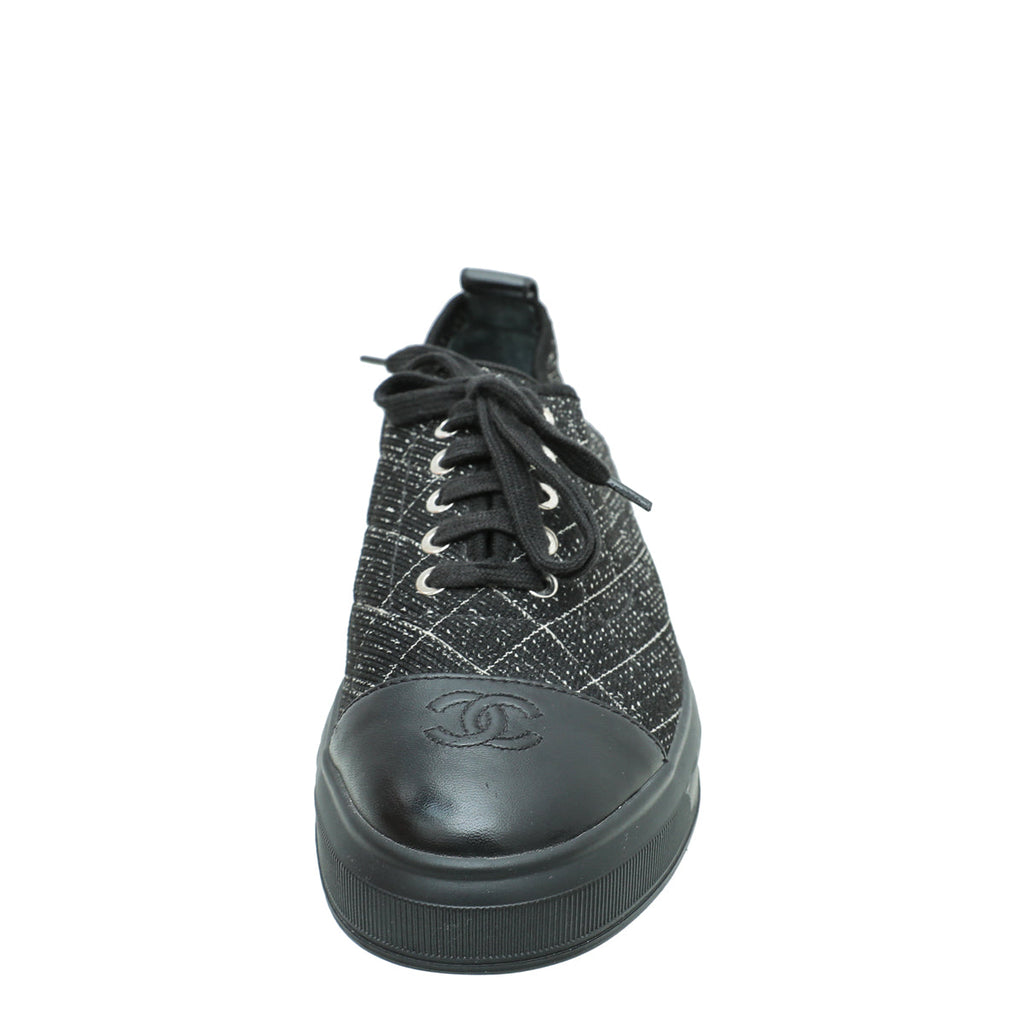 Chanel Black CC Cap Toe Sneaker 39