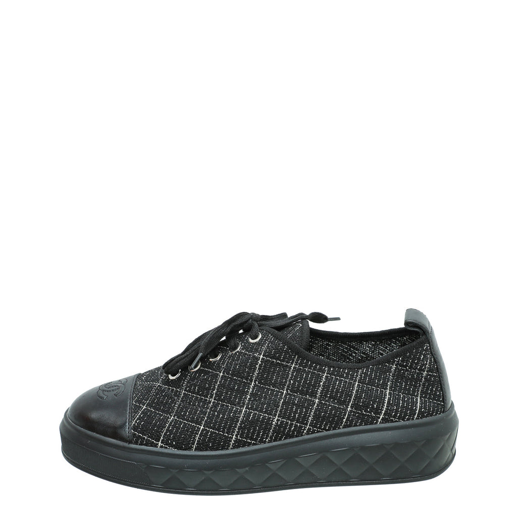Chanel Black CC Cap Toe Sneaker 39