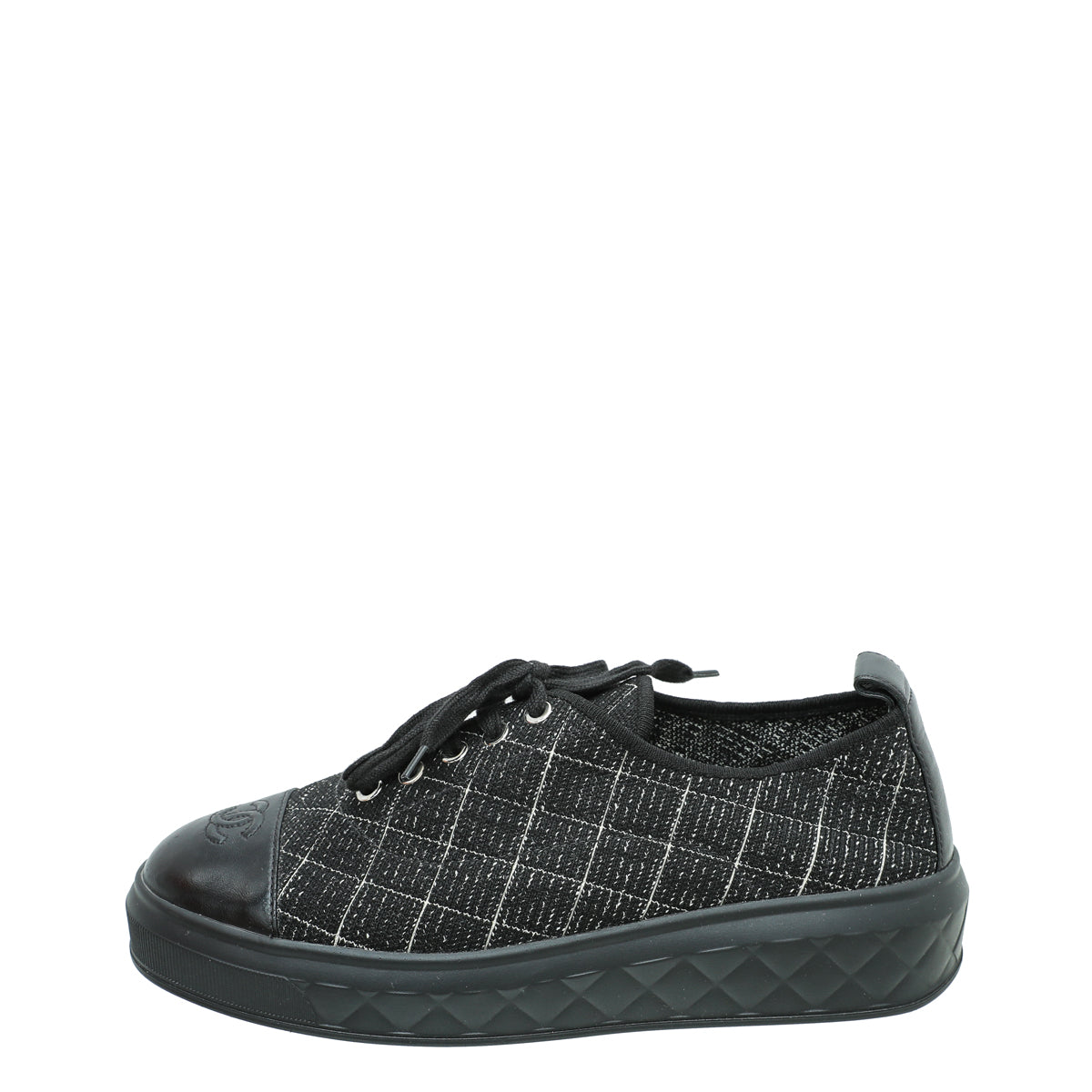 Chanel Black CC Cap Toe Sneaker 39