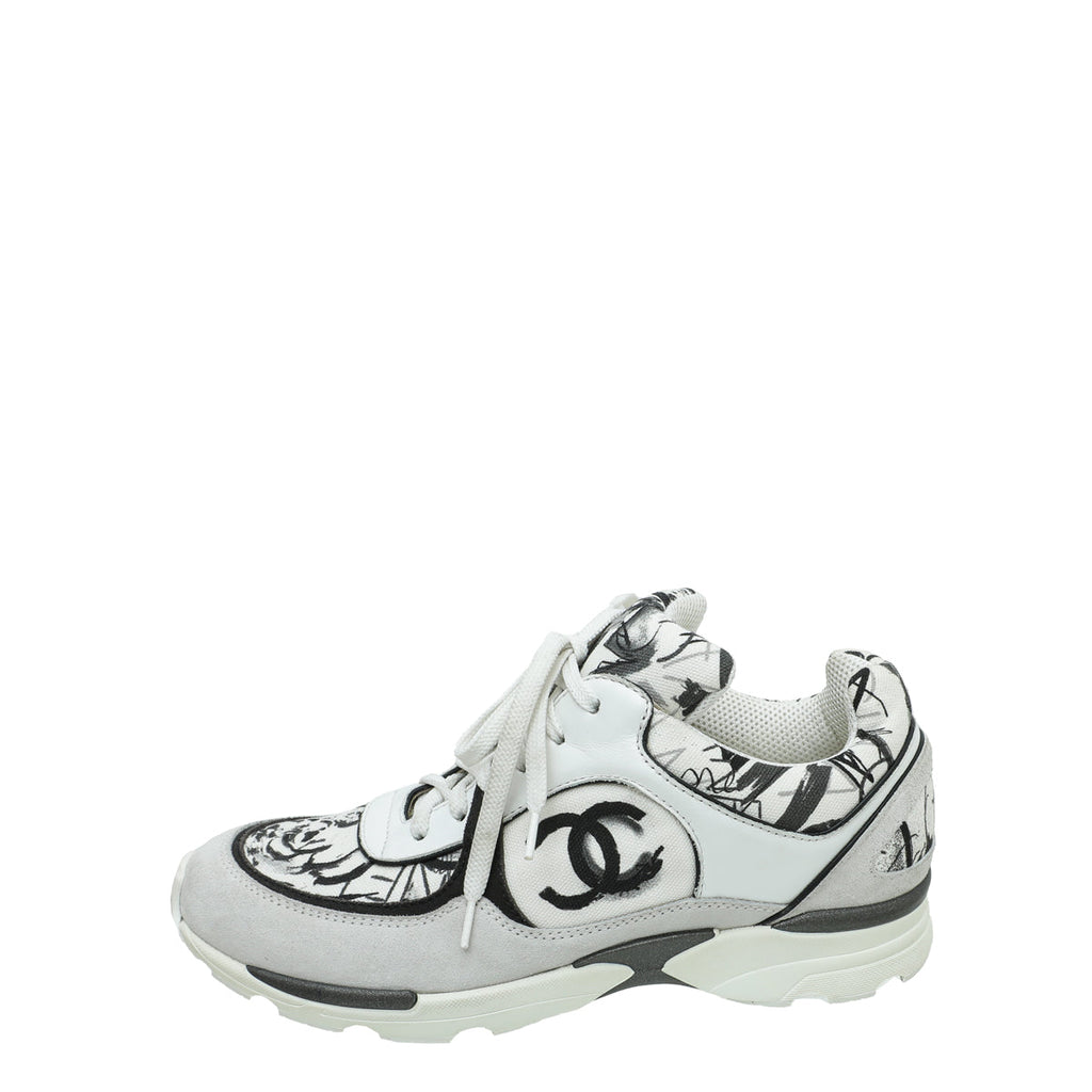 Chanel Tricolor CC Graffiti Suede Sneakers 38