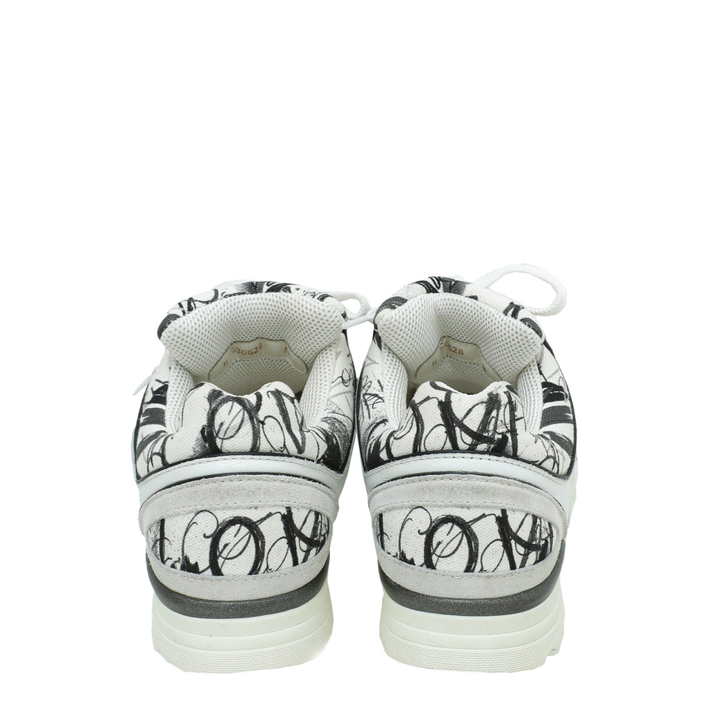 Chanel Tricolor CC Graffiti Suede Sneakers 38