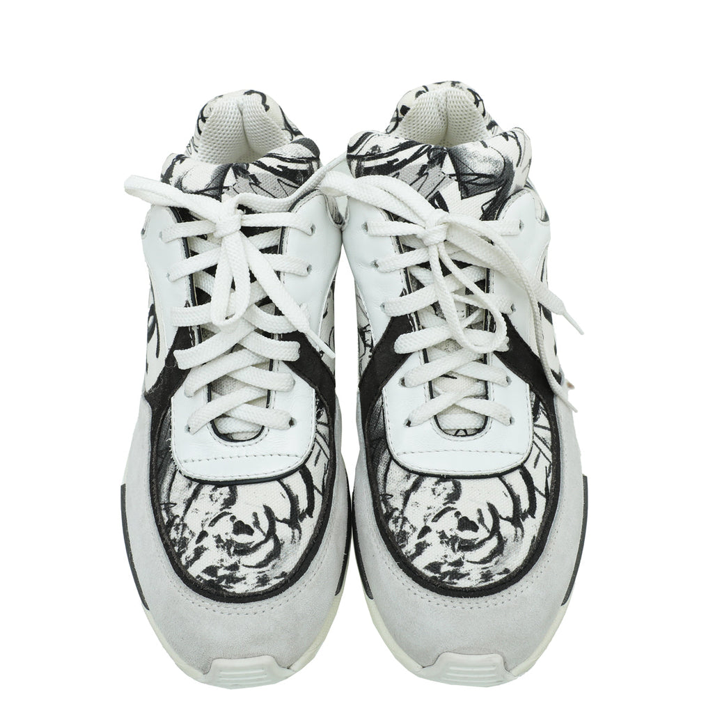 Chanel Tricolor CC Graffiti Suede Sneakers 38