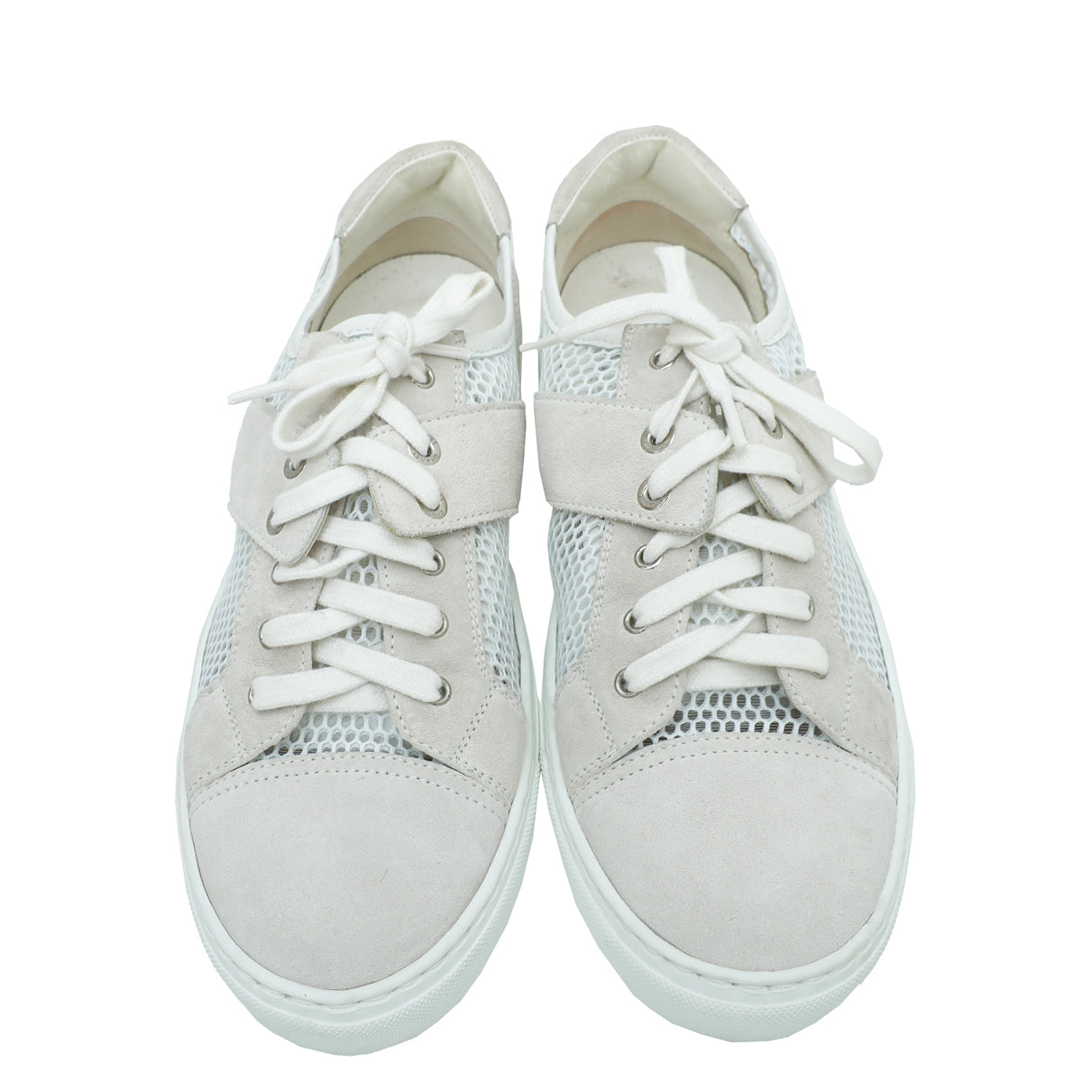 Chanel White CC Mesh Suede Sneaker 38