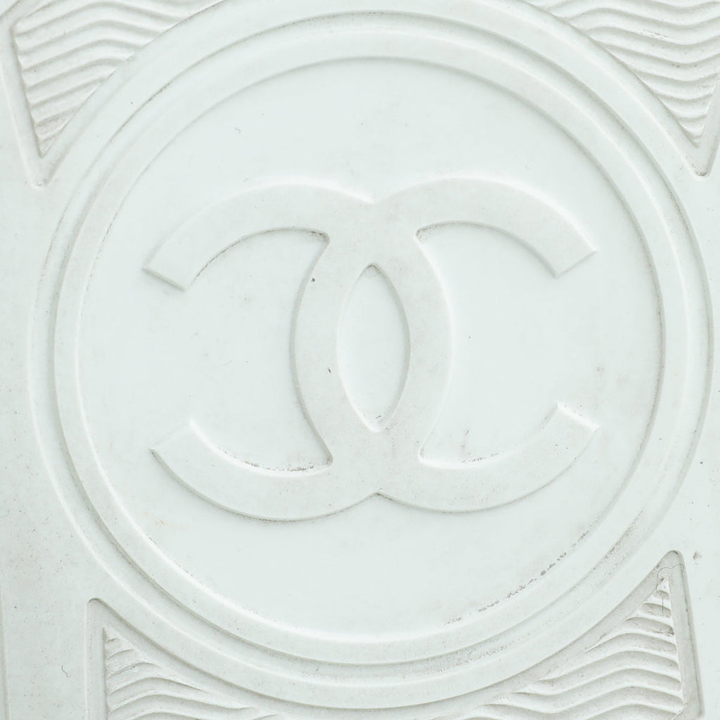 Chanel White CC Mesh Suede Sneaker 38