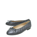 Chanel Metallic Dark Grey CC Cap Toe Quilted Flat Ballerina 38