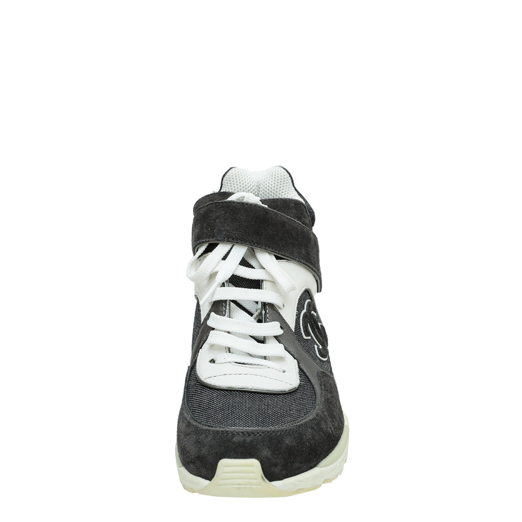 Chanel Multicolor CC Suede Fabric Ankle Sneaker 38