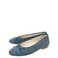 Chanel Blue Denim CC Cap Toe Quilted Flat Ballet 38