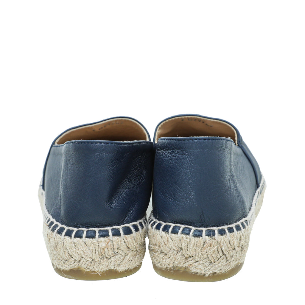 Chanel Navy Blue CC Cap Toe Espadrille 39