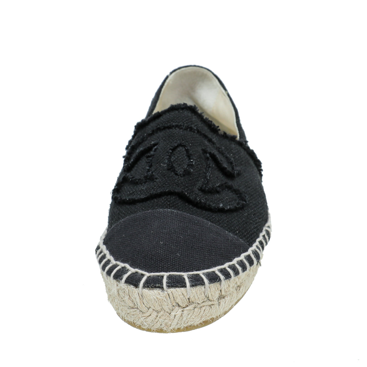 Chanel Black CC Linen Espadrille 39