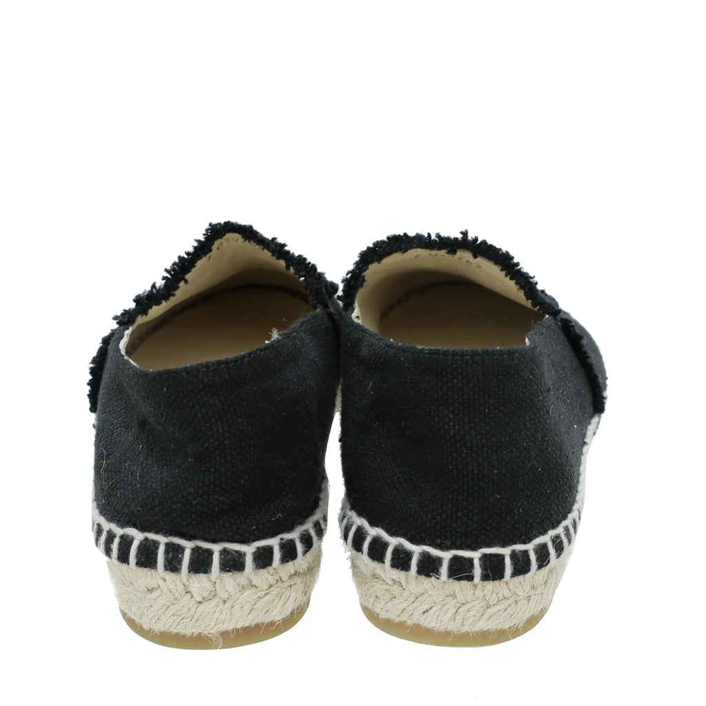 Chanel Black CC Linen Espadrille 39