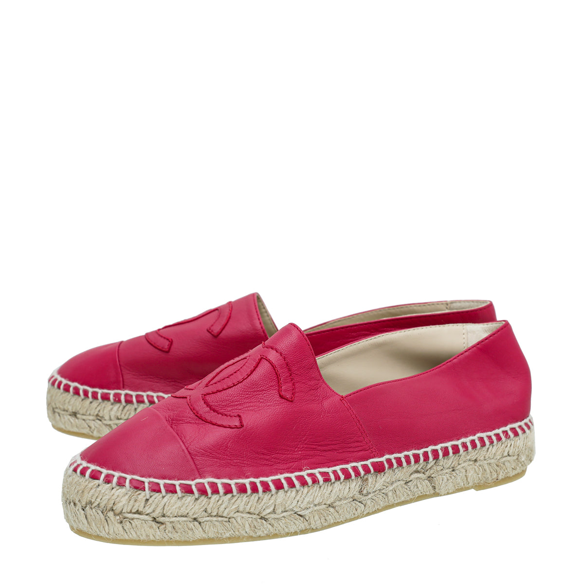 Chanel Red CC Cap Toe Espadrille 38