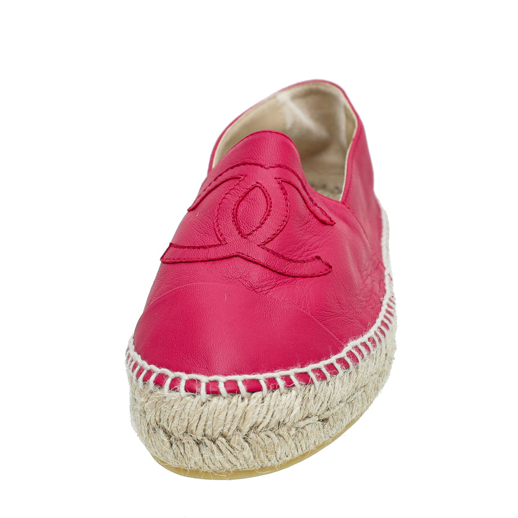 Chanel Red CC Cap Toe Espadrille 38