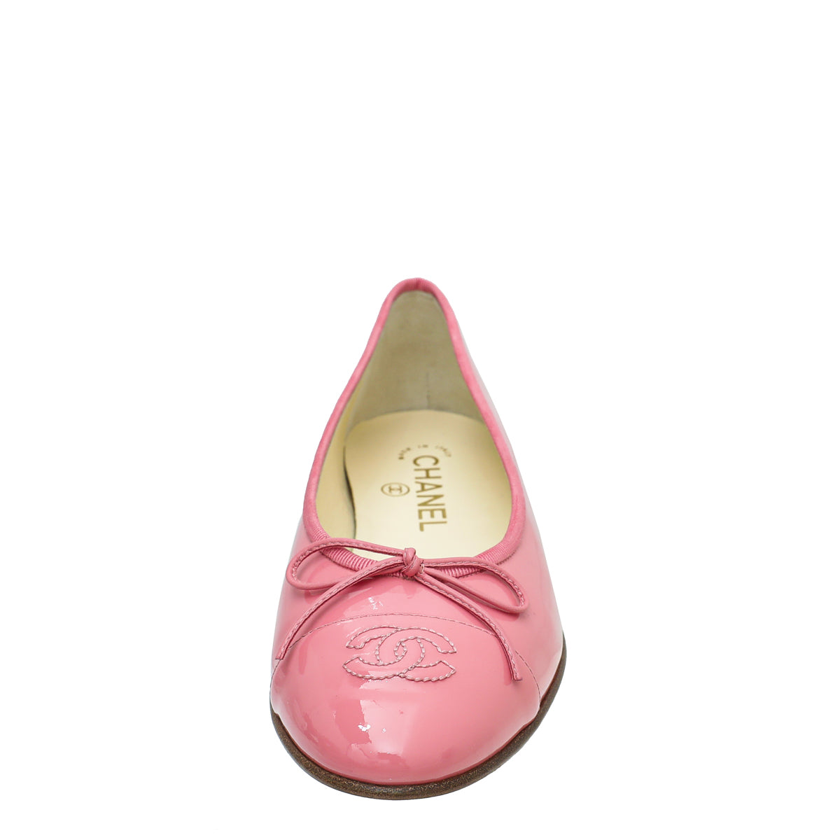Chanel Pink CC Cap Toe Flat Ballerina 38