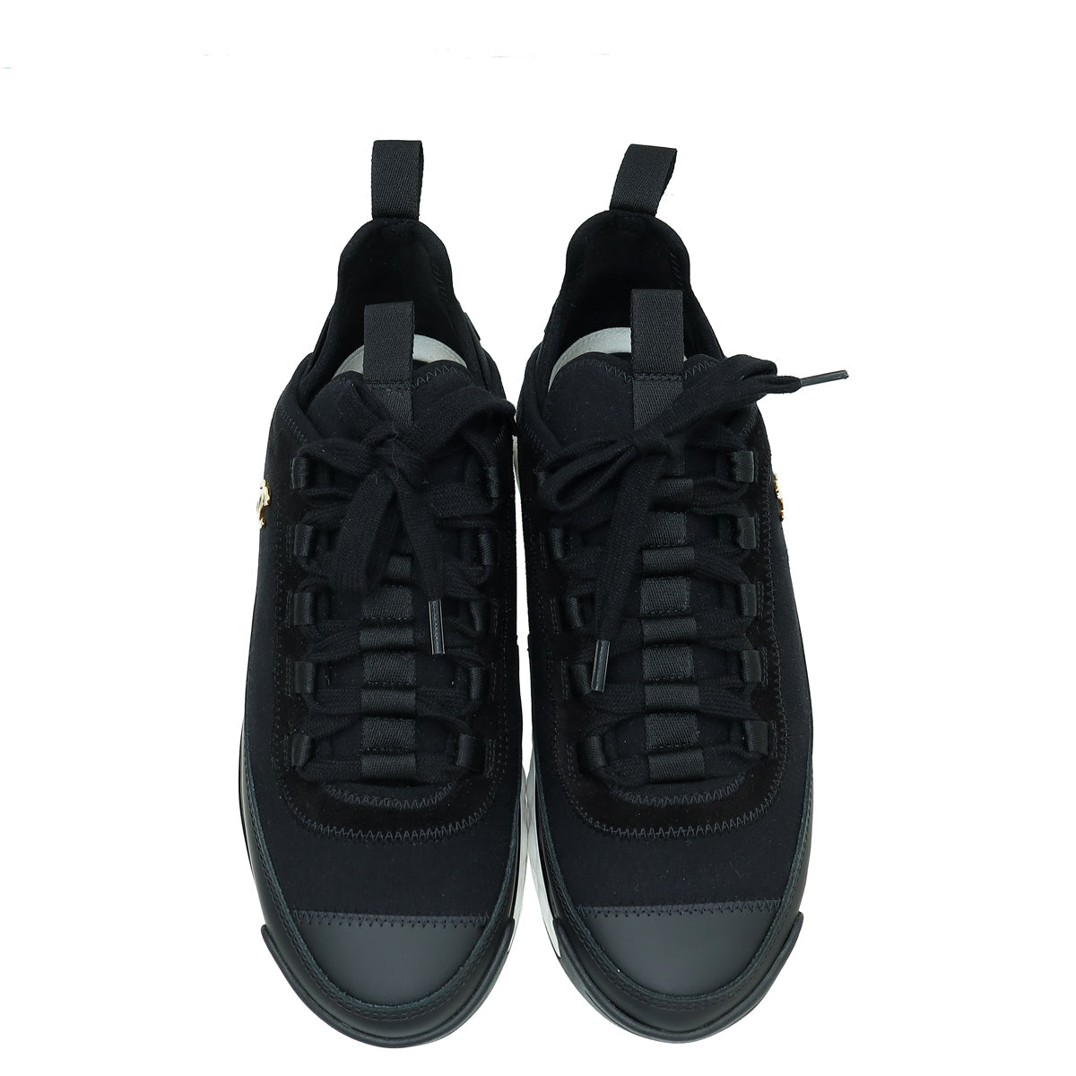 Chanel Black CC Lace Up Sneakers 36.5