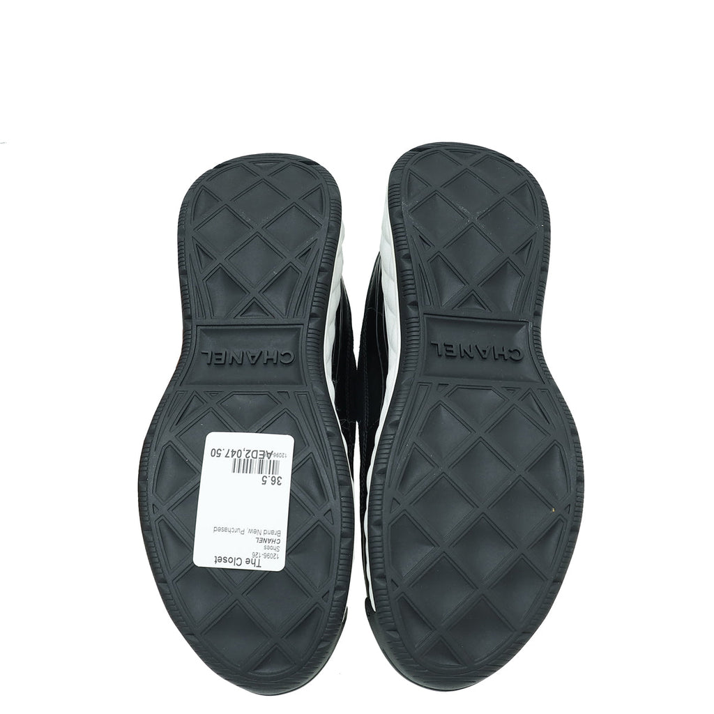 Chanel Black CC Lace Up Sneakers 36.5