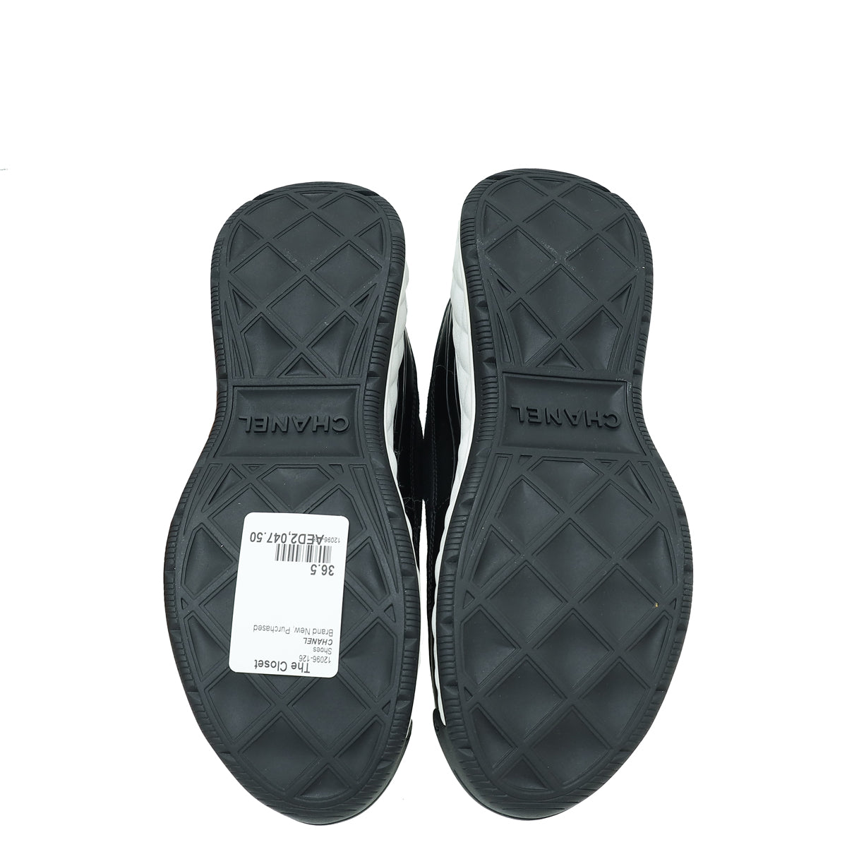 Chanel Black CC Lace Up Sneakers 36.5