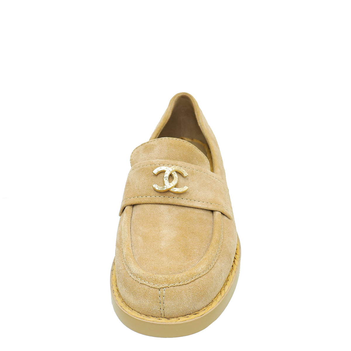 Chanel Beige CC Suede Moccasins Loafer 37