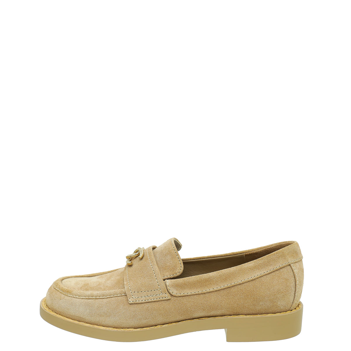 Chanel Beige CC Suede Moccasins Loafer 37