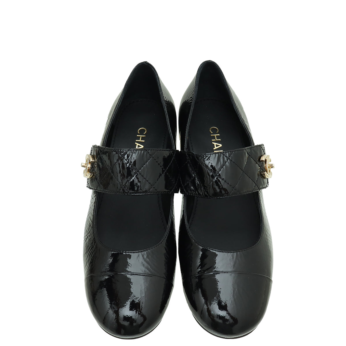 Chanel Black CC Mary Jane Flats 38.5