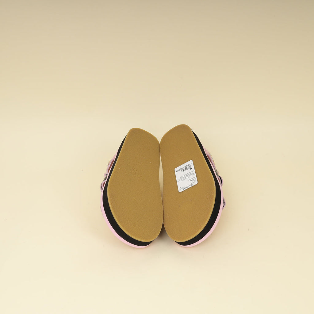 Chanel Bicolor CC Suede Velcro Flat Sandals 38
