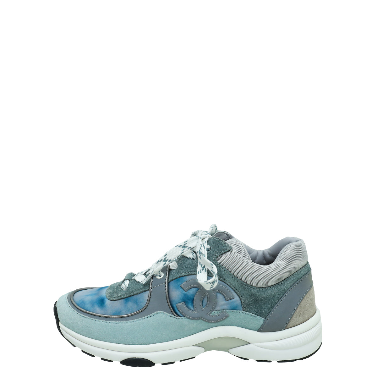 Chanel Blue Multicolor CC Trainer Sneaker 38
