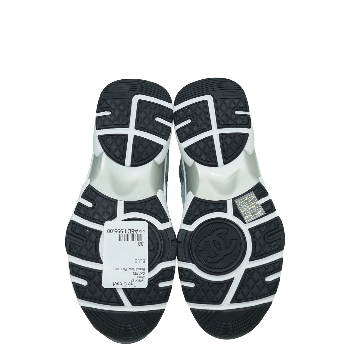 Chanel Blue Multicolor CC Trainer Sneaker 38