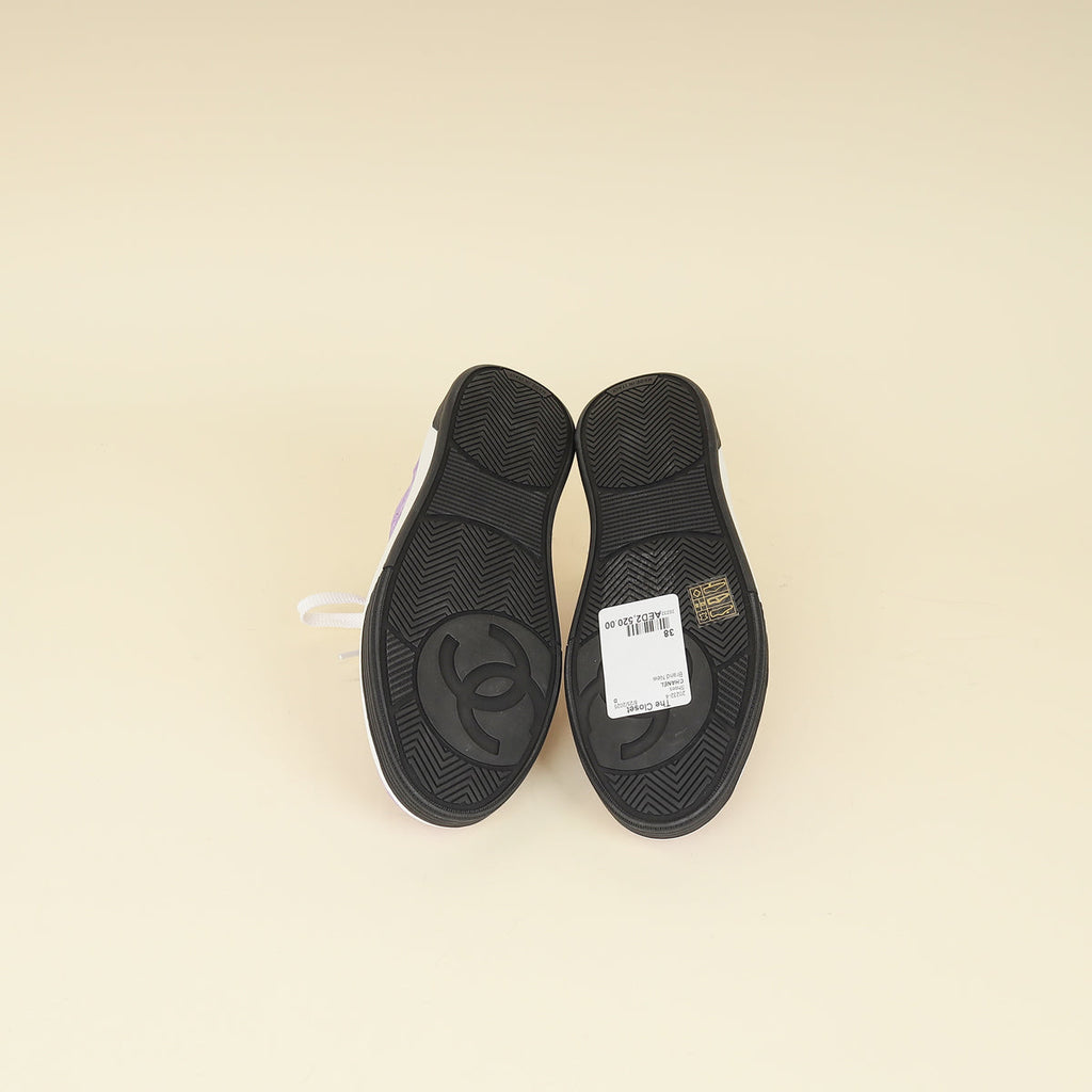 Chanel Purple CC Suede CC Lace Up Sneaker 38