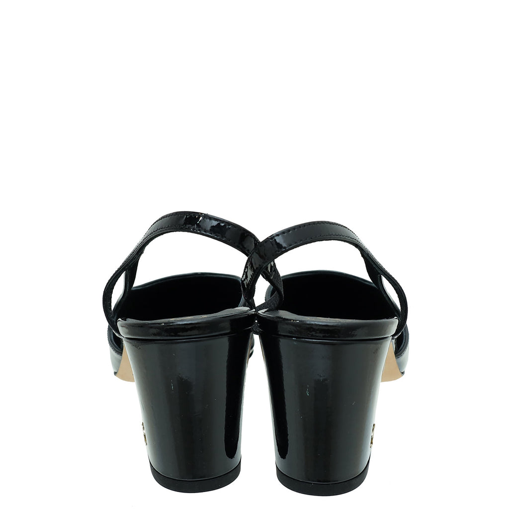 Chanel Black Cap Toe Slingback Pumps 38
