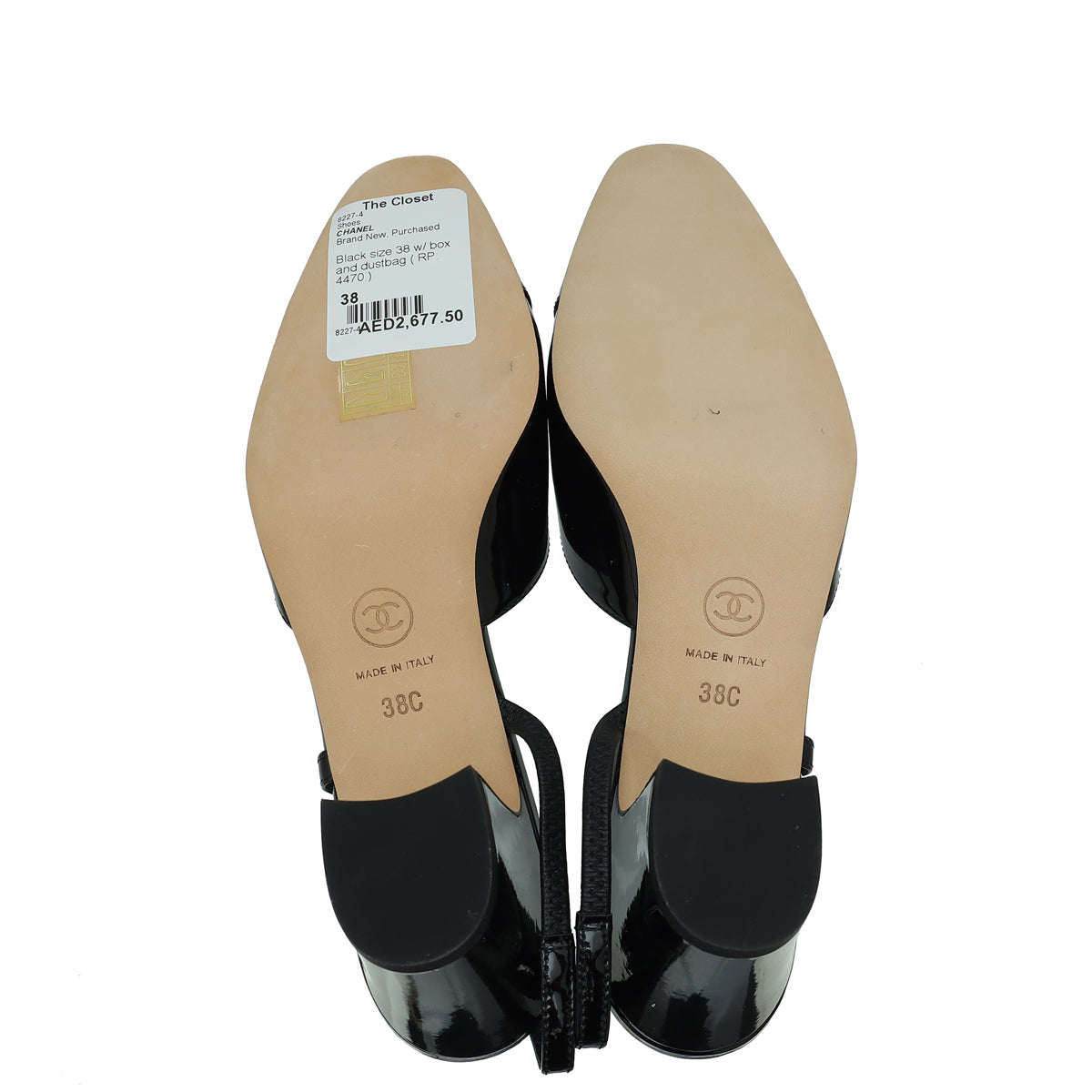 Chanel Black Cap Toe Slingback Pumps 38