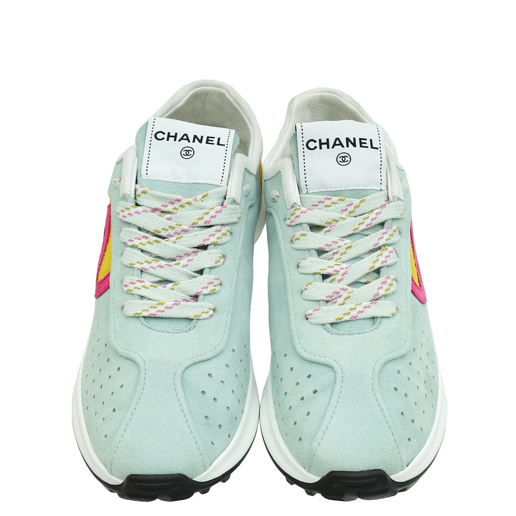 Chanel Tricolor CC Trainer Sneakers 39.5
