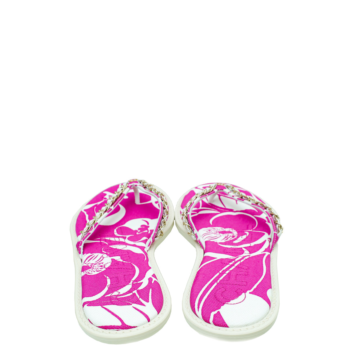 Chanel Bicolor Printed Chain CC Thong Slipper 39