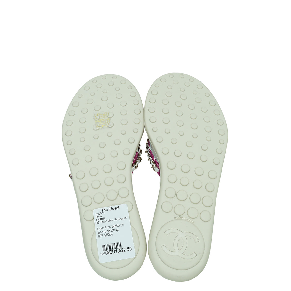 Chanel Bicolor Printed Chain CC Thong Slipper 39