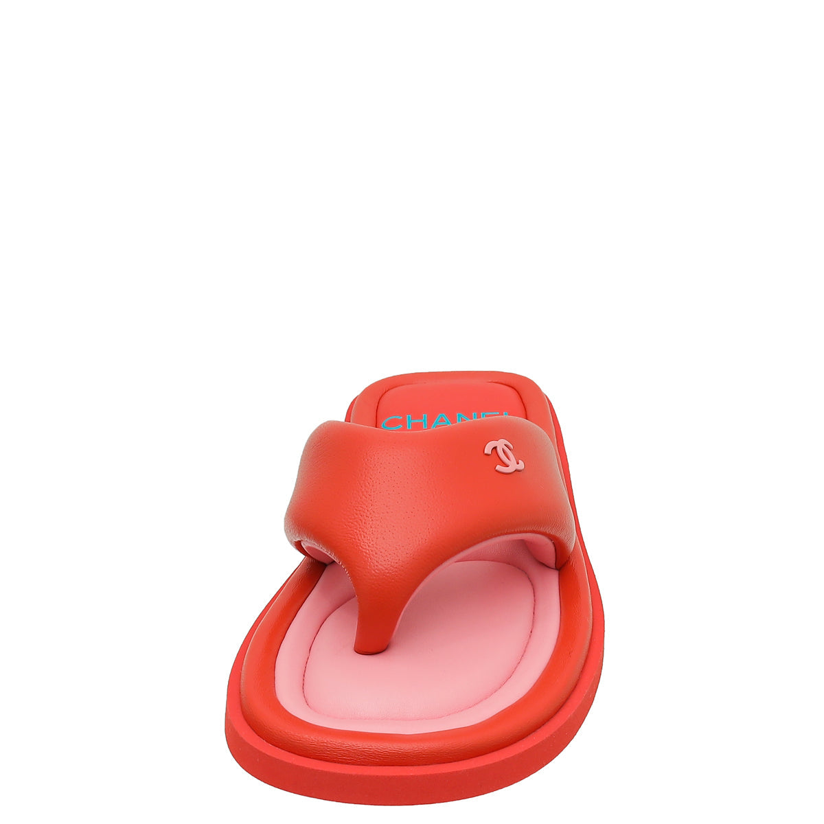 Chanel Red CC Padded Pool Thong Sandals 39