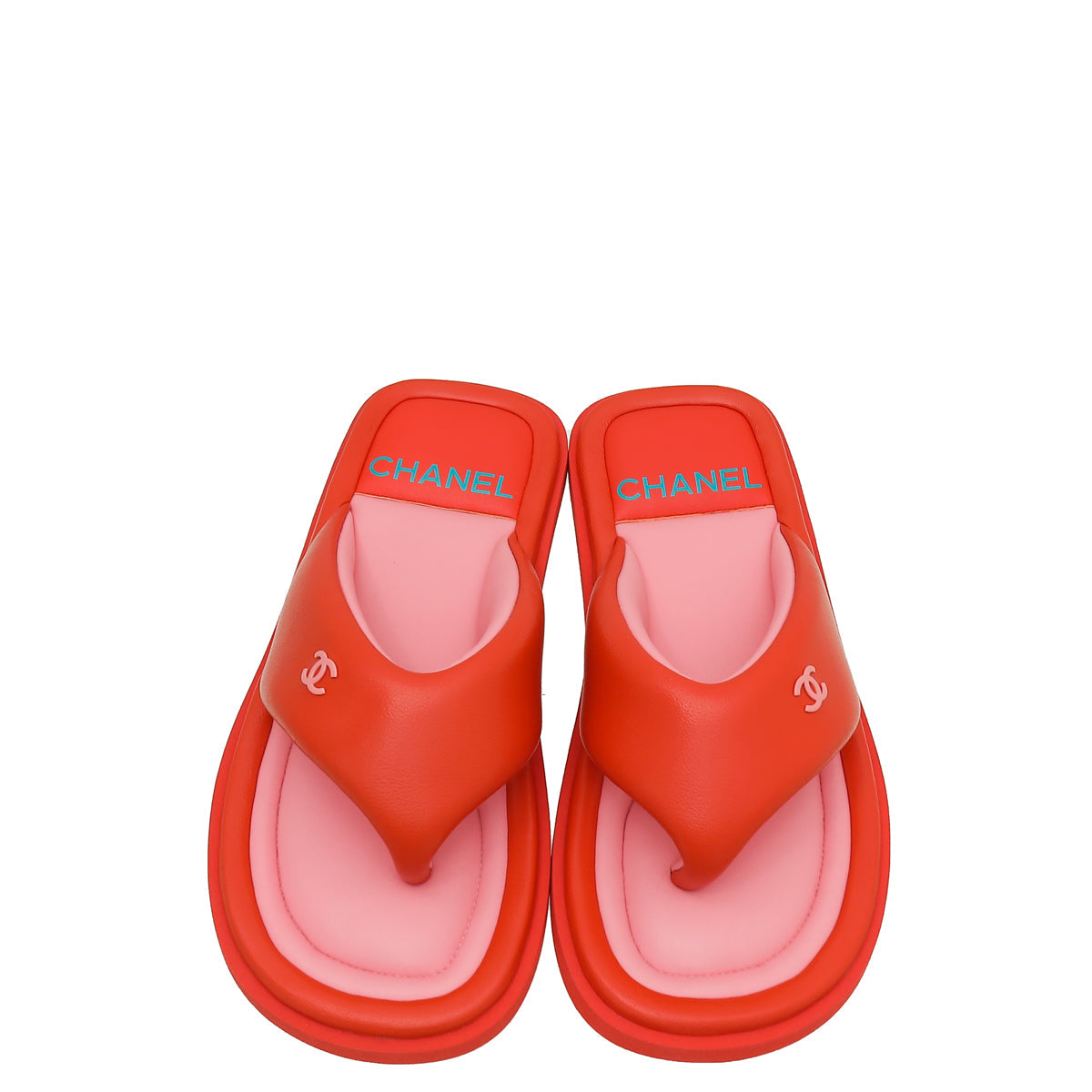 Chanel Red CC Padded Pool Thong Sandals 39
