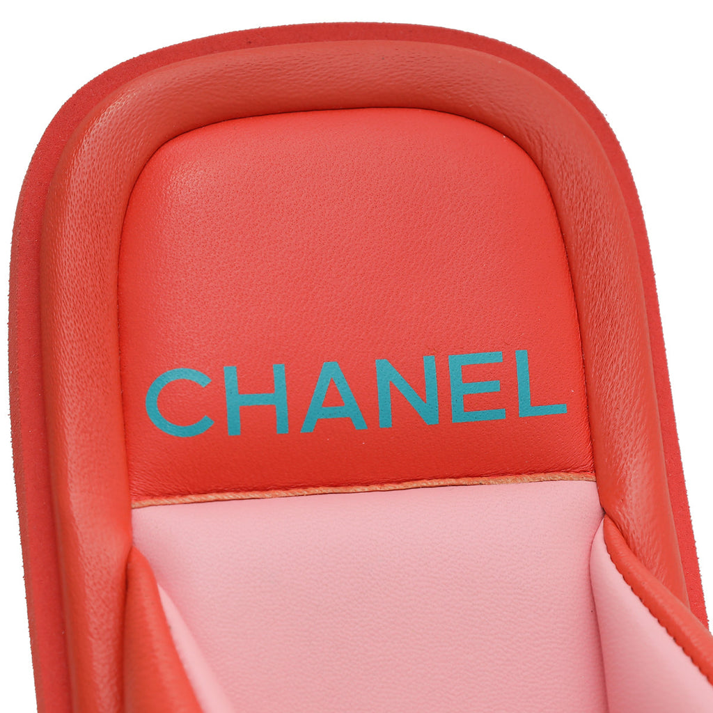 Chanel Red CC Padded Pool Thong Sandals 39